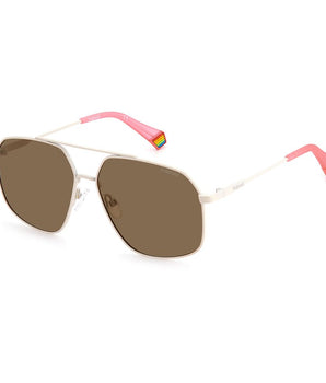 Polaroid Beige Stainless Steel Sunglasses