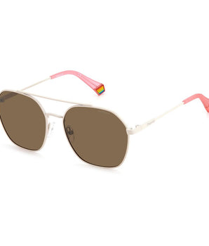 Polaroid Beige Stainless Steel Sunglasses