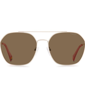 Polaroid Beige Stainless Steel Sunglasses