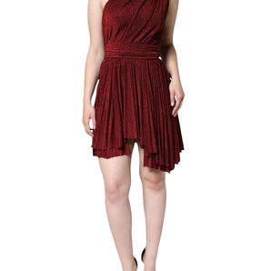 Dolce & Gabbana Red One Shoulder Pleated A-line Mini Dress