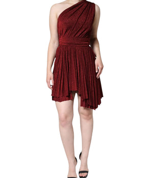 Dolce &amp; Gabbana Minivestido rojo de corte A plisado con un hombro