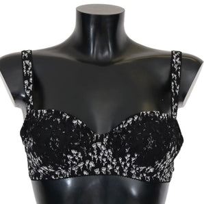 Dolce &amp; Gabbana Elegant Black Floral Lace Silk Bra