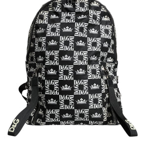 Dolce & Gabbana Black White DG Crown Logo Nylon Backpack Bag