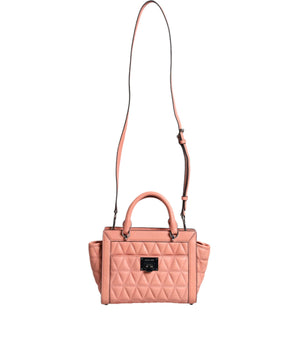 Michael Kors Peach Quilted Leather Logo Crossbody VIVIANNE Messenger Bag