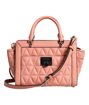 Michael Kors Peach Quilted Leather Logo Crossbody VIVIANNE Messenger Bag
