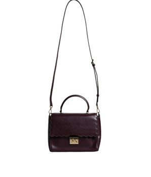 Michael Kors Purple Leather Logo Plaque Crossbody MINDY Satchel Bag