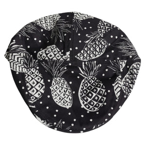 Dolce & Gabbana Black White Pineapple Print Newsboy Cap Hat