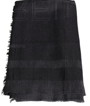 Foulard de lana y viscosa gris oscuro con estampado GF Ferre