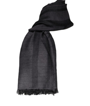 Foulard de lana y viscosa gris oscuro con estampado GF Ferre