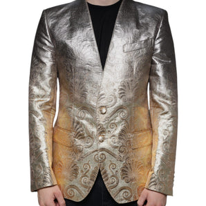 Dolce & Gabbana Gold Jacquard Single Breasted Dress Blazer