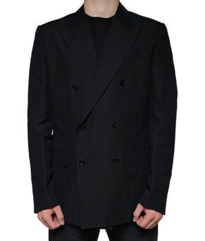 Dolce &amp; Gabbana Blazer de vestir cruzado de lino negro