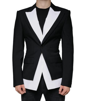 Dolce &amp; Gabbana Blazer de vestir de un solo pecho en blanco y negro