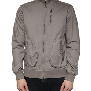 Armani Jeans Brown Cotton Full Zip Bomber Logo Jacket