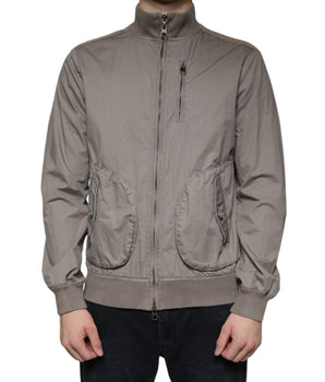 Chaqueta bomber con logo y cremallera completa de algodón marrón de Armani Jeans