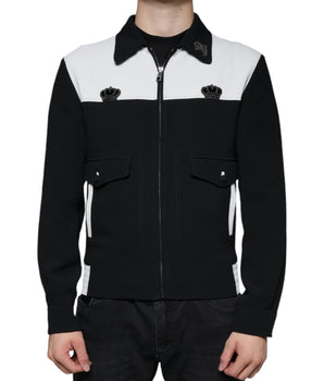 Dolce & Gabbana Black White DG Crown Full Zip Blouson Jacket