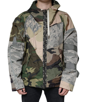 Dolce &amp; Gabbana Chaqueta con capucha y cremallera completa de camuflaje multicolor