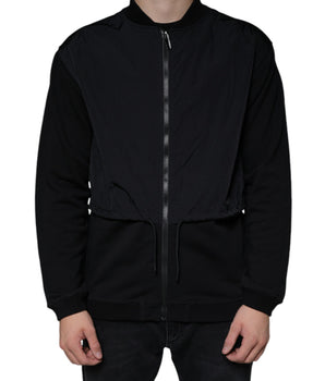 Chaqueta bomber de manga larga con cremallera completa de algodón negro de MSGM