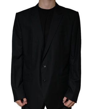 Dolce &amp; Gabbana Blazer de hombre de lana negra con un solo botonadura