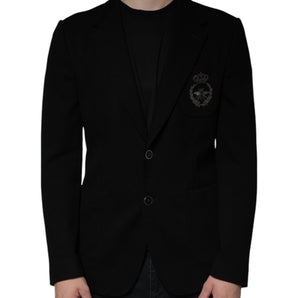 Dolce & Gabbana Black Crown Bee Single Breasted Coat Blazer