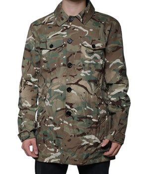 Dolce & Gabbana Multicolor Camouflage Collared Coat Jacket