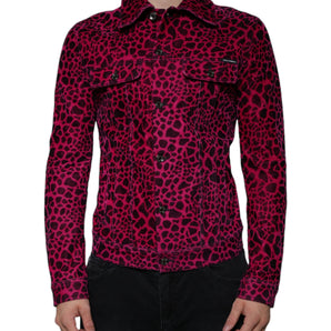 Dolce & Gabbana Fuchsia Leopard Button Down Collared Jacket