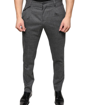 Dolce & Gabbana Gray Check Tartan Wool Skinny Pants