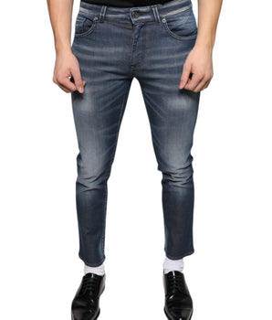 Dolce & Gabbana Dark Blue Washed Cotton Skinny Denim Jeans