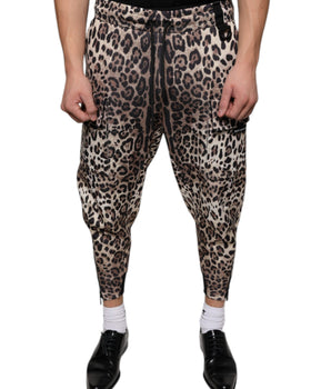 Dolce & Gabbana Brown Leopard Polyester Jogger Pants