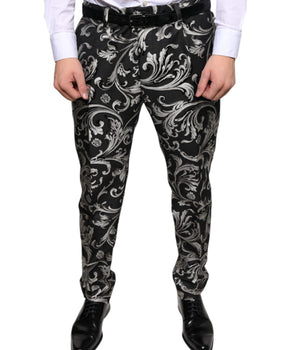Dolce & Gabbana Black Jacquard Skinny Dress Pants