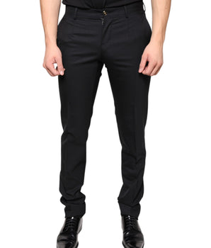 Dolce & Gabbana Black Wool Skinny Men Dress Pants