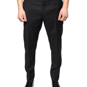 Dolce & Gabbana Black Wool Skinny Men Dress Pants