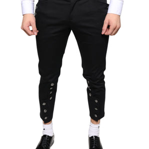 Dolce & Gabbana Black Cotton Embellished Cropped Pants