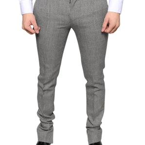 Dolce & Gabbana Gray Check Tartan Wool Skinny Pants