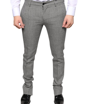Dolce & Gabbana Gray Check Tartan Wool Skinny Pants