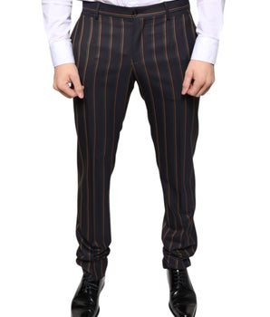 Dolce & Gabbana Brown Stripes Skinny Men Dress Pants
