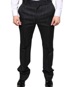 Dolce & Gabbana Black Stripes Skinny Men Dress Pants