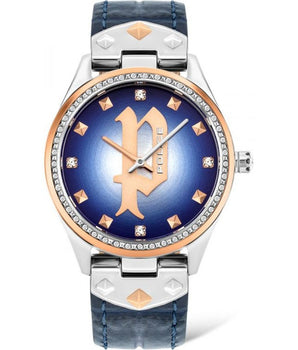 Police Blue Leather Dress Watch