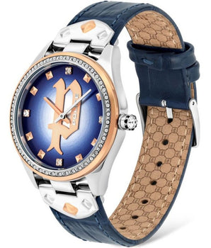 Police Blue Leather Dress Watch