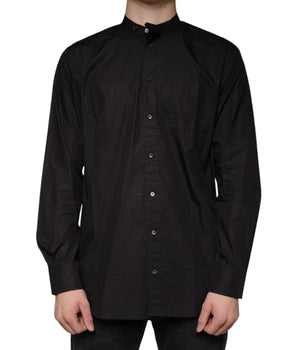 Dolce & Gabbana Black Cotton Button Down Men Casual Shirt
