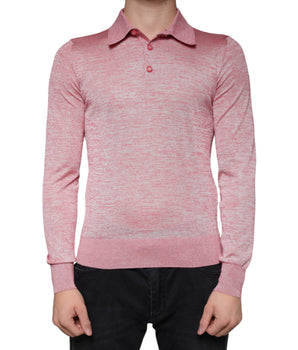 Dolce & Gabbana Pink Polyester Long Sleeve Men Polo T-shirt