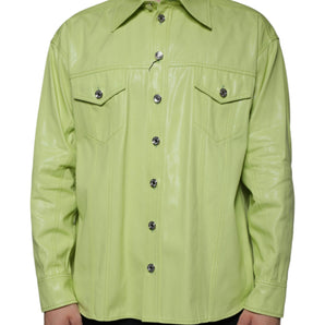 Dolce & Gabbana Green Cotton Collared Men Button Down Shirt