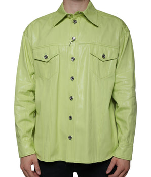 Dolce &amp; Gabbana Green Cotton Collared Men Button Down Shirt