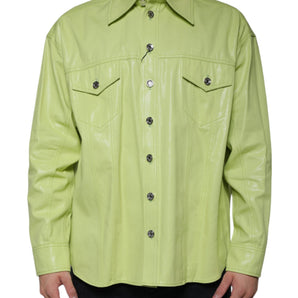 Dolce & Gabbana Green Cotton Collared Men Button Down Shirt