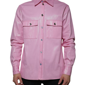 Dolce & Gabbana Pink Cotton Collared Button Down Shirt