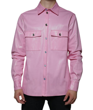 Dolce & Gabbana Pink Cotton Collared Button Down Shirt