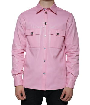 Dolce & Gabbana Pink Cotton Collared Button Down Shirt