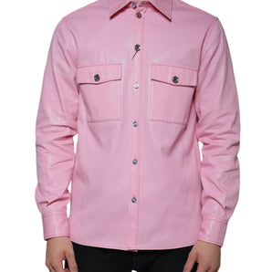 Dolce & Gabbana Pink Cotton Collared Button Down Shirt