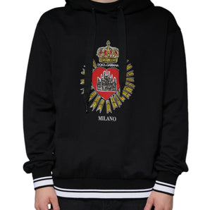 Dolce & Gabbana Black Sacred Heart Crown Hooded Sweatshirt Sweater