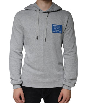 Dolce & Gabbana Gray Cotton Logo Hooded Sweatshirt Sweater
