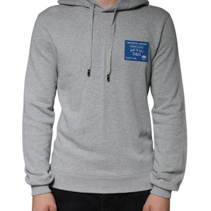 Dolce & Gabbana Gray Cotton Logo Hooded Sweatshirt Sweater